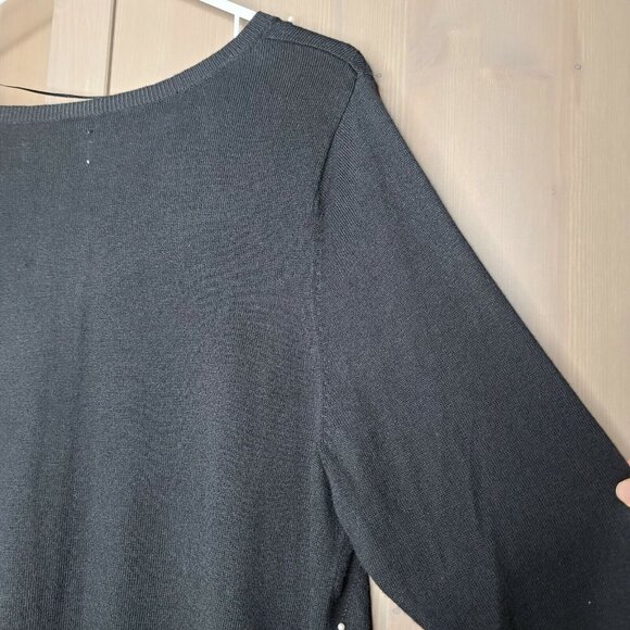 Elle Pearl Accent Black Sweater X-Large Womens 3/4 Sleeve Boatneck Pullover - Picture 8 of 12